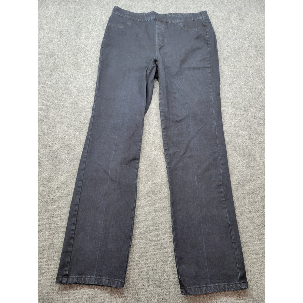 Isaac Mizrahi Live Womens 10 Straight Leg Pull On Denim Pants Dark Wash A297721